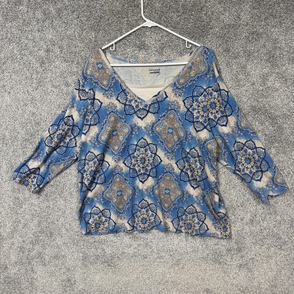 Basic Editions T-Shirt 2X Plus Eclectic Maximalist Boho Cottagecore Grandmacore